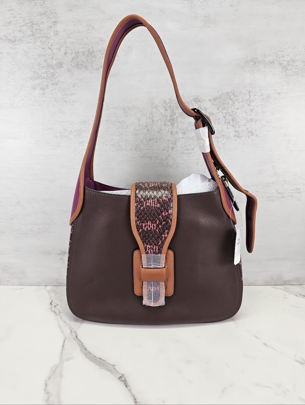 Coach Courier Hobo Bag With Snakeskin Trim - NWT